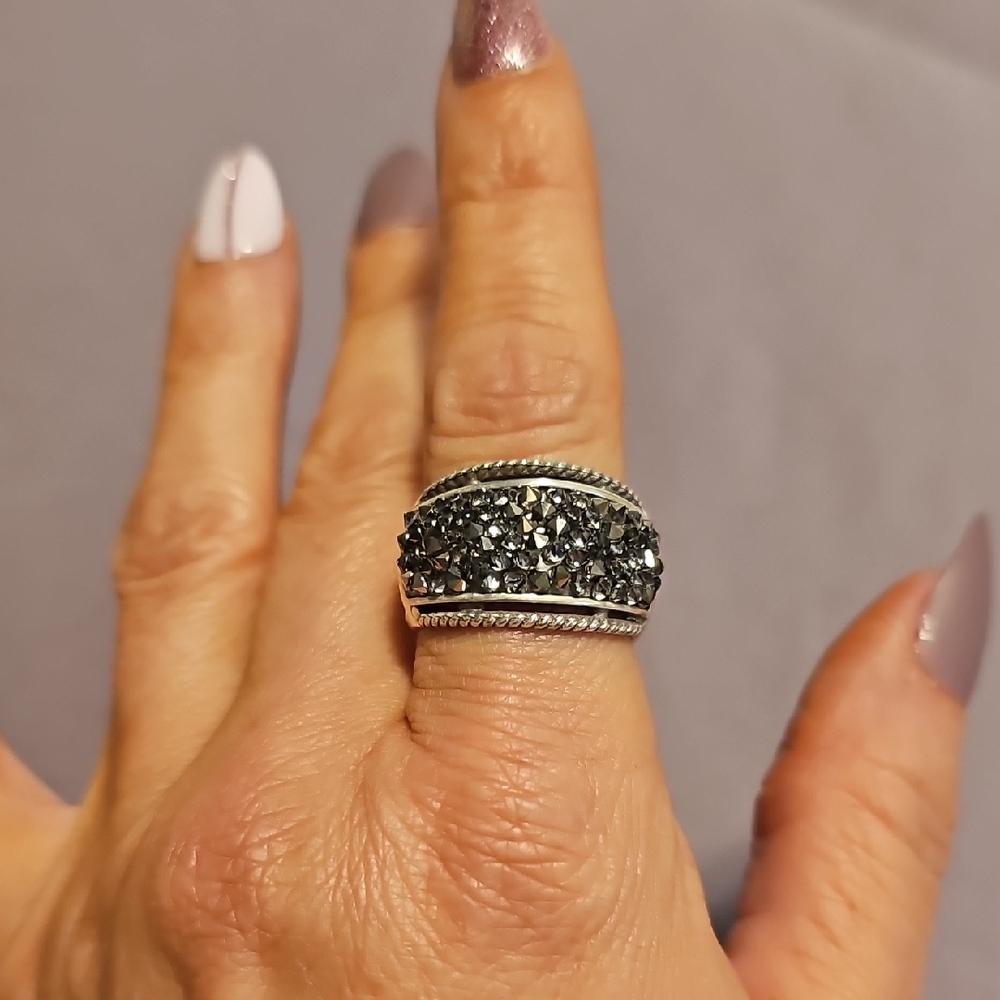 Brighton Crystal Rocks Marcasite Elegant Ring Size 9